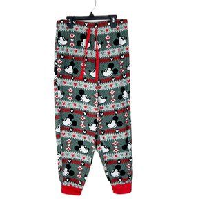 Disney Jogger Pants Women Small Grey Red Mickey Mouse Pajama Sleepwear Bottoms